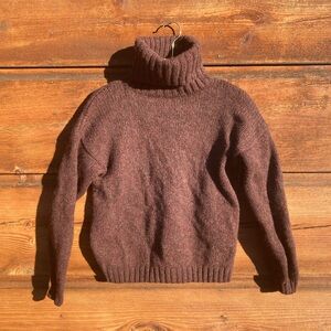 Kenji Brown Turtleneck Shetland Wool Vintage Sweater
